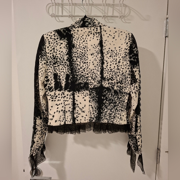 Alberto Makali Women's Lace & Pony Print Jacket with Hidden Closure (Size US 4) - Picture 3 of 9